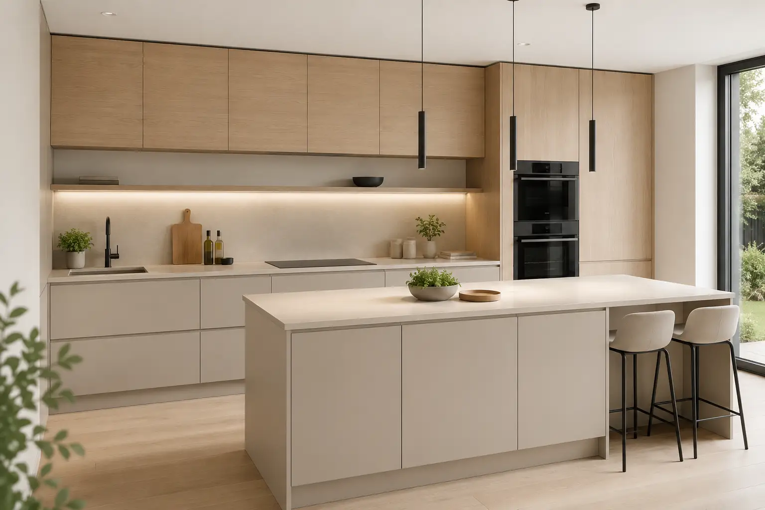 Light Oak Flat Panel Kitchen