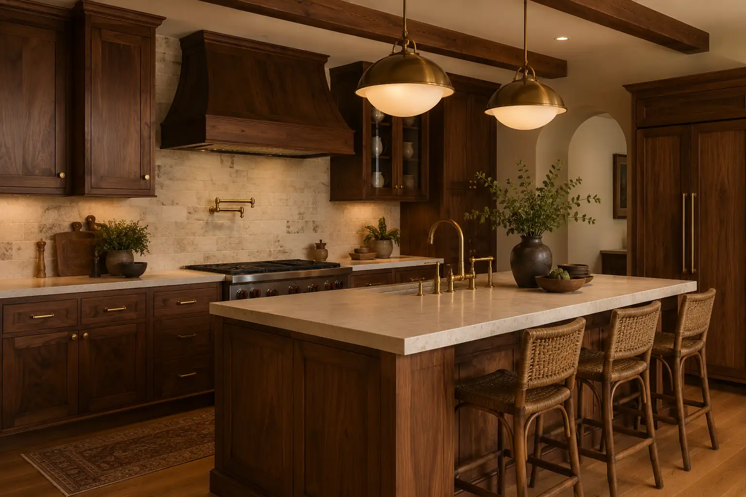 Rustic Walnut Wood Kitchen