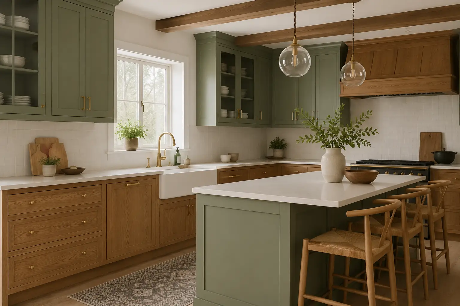 Sage and Wood Shaker Kitchen