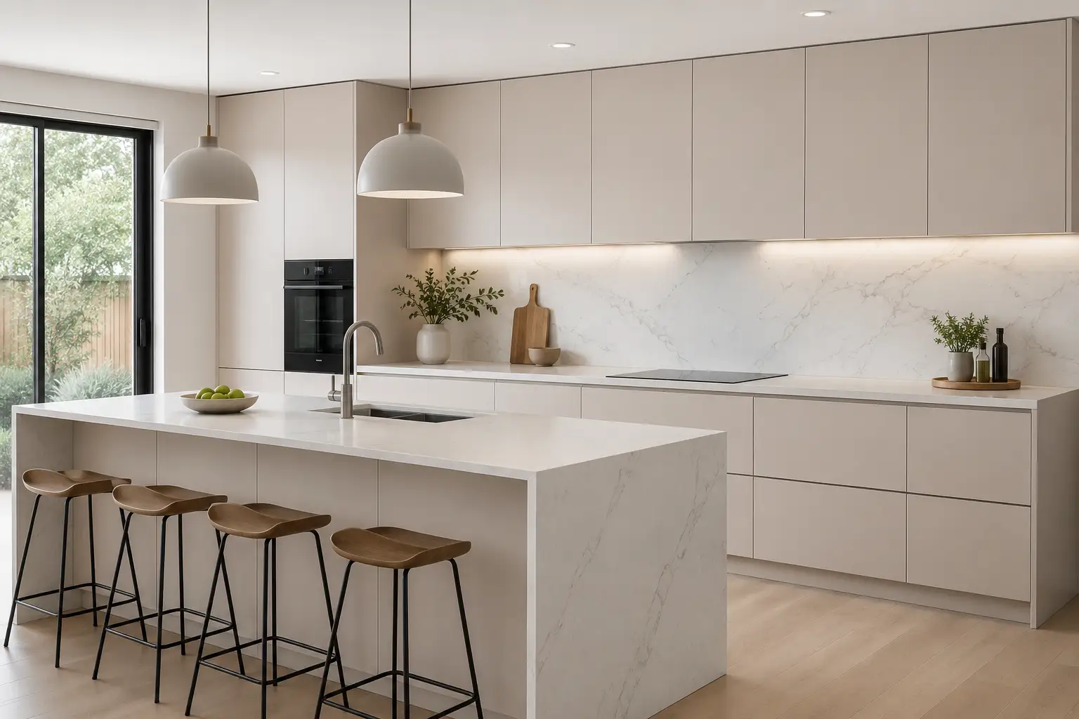 Minimal Cream Flat Panel Kitchen
