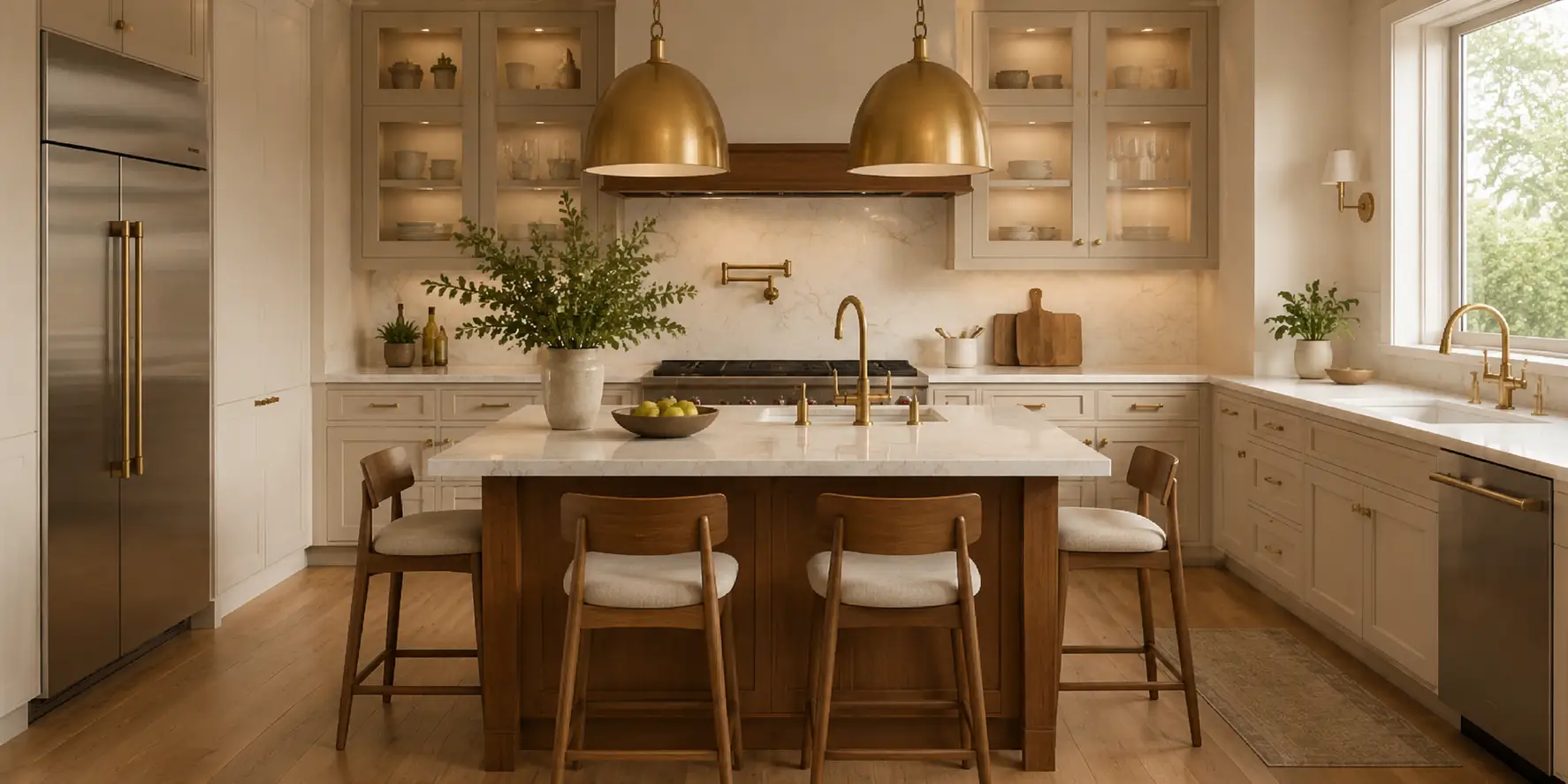 Warm Oak Slim Shaker Island