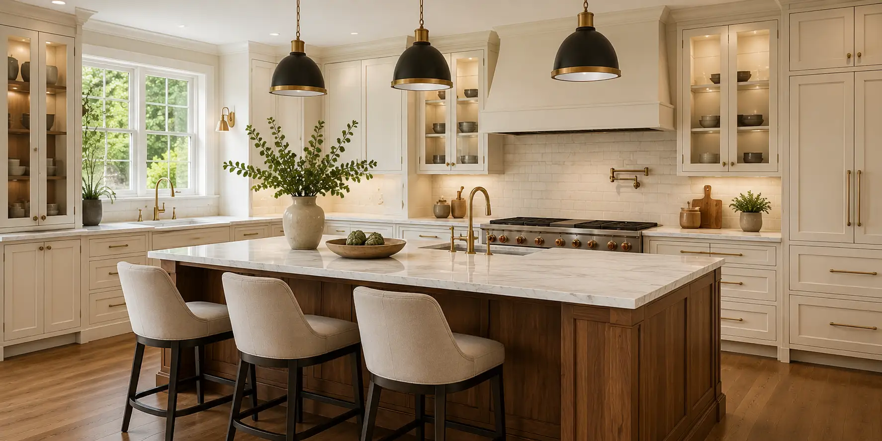 Cream Raised Panel Display Kitchen